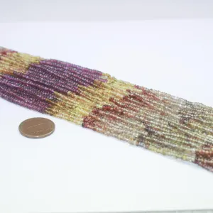 Multi Tundra Shaded Sapphire Rondelle Smooth Loose Gemstone Beads Strand 3mm 14"