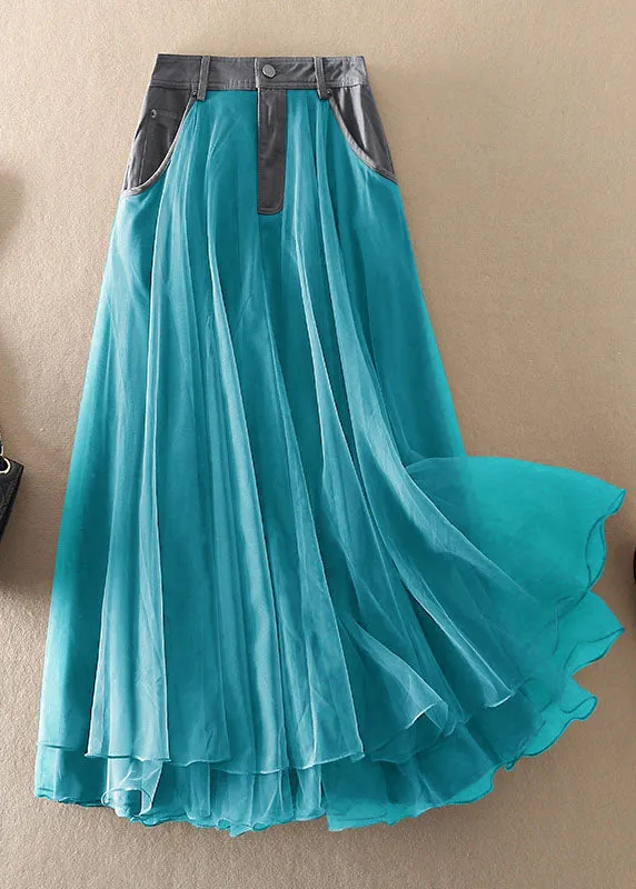 Natural Grey high waist Patchwork Skirts Spring