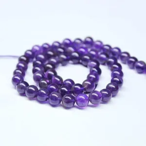 Natural Purple Amethyst Smooth Round Beads 6mm 6.5mm 18inches