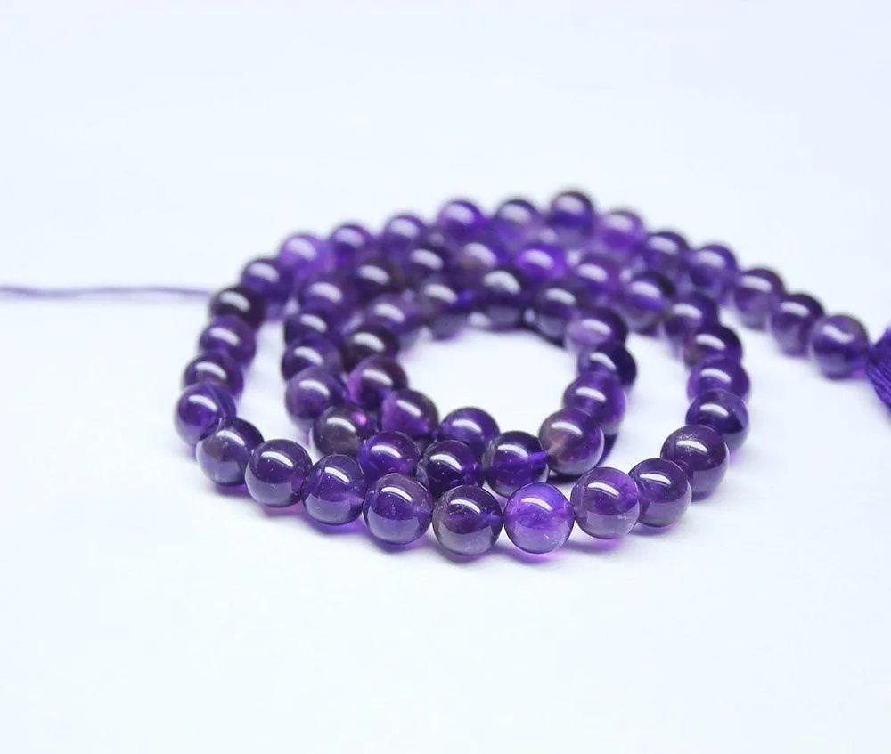 Natural Purple Amethyst Smooth Round Beads 6mm 6.5mm 18inches