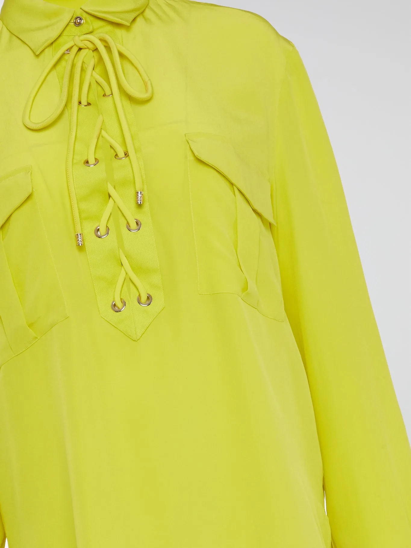Neon Lace Up Blouse