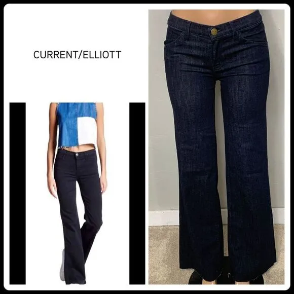 New. Current Elliott stretch dark denim jeans with raw hem. May fit a 28 tall