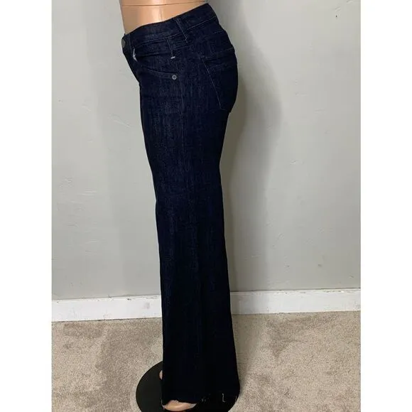 New. Current Elliott stretch dark denim jeans with raw hem. May fit a 28 tall