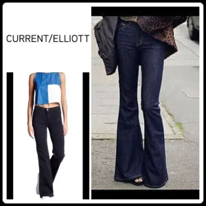 New. Current Elliott stretch dark denim jeans with raw hem. May fit a 28 tall