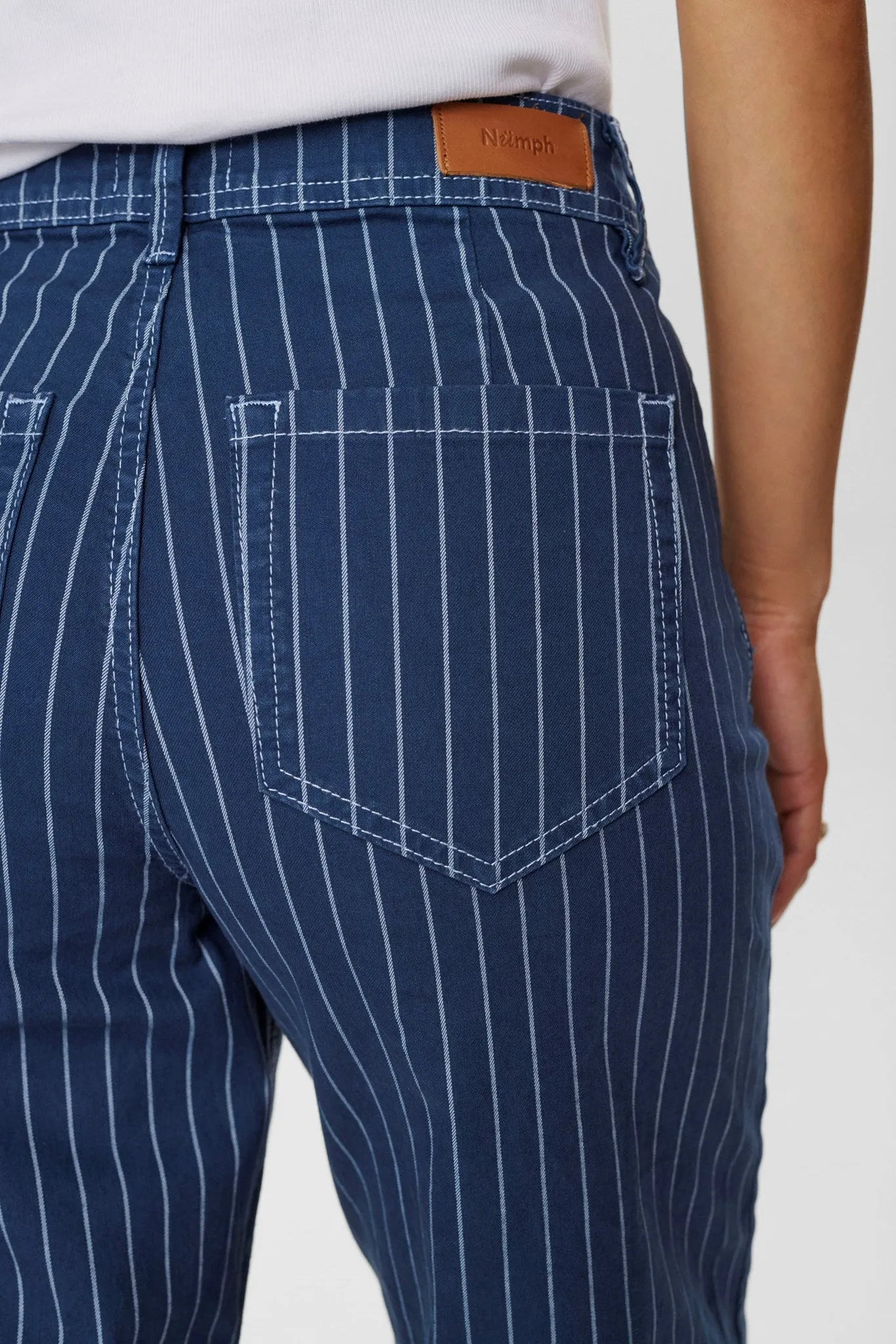 NUPARIS CROPPED JEANS - STRIPE - Dress Blues