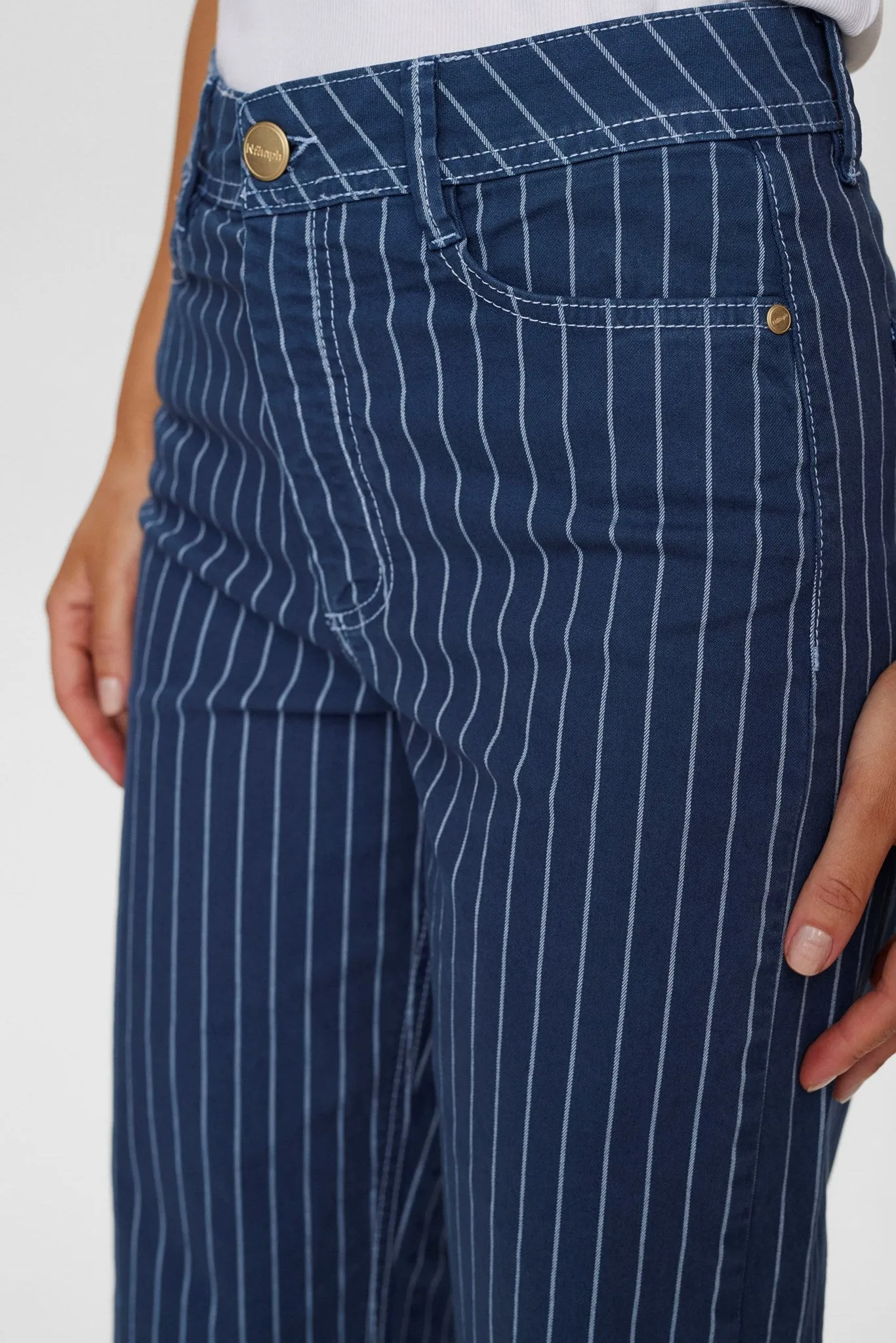 NUPARIS CROPPED JEANS - STRIPE - Dress Blues