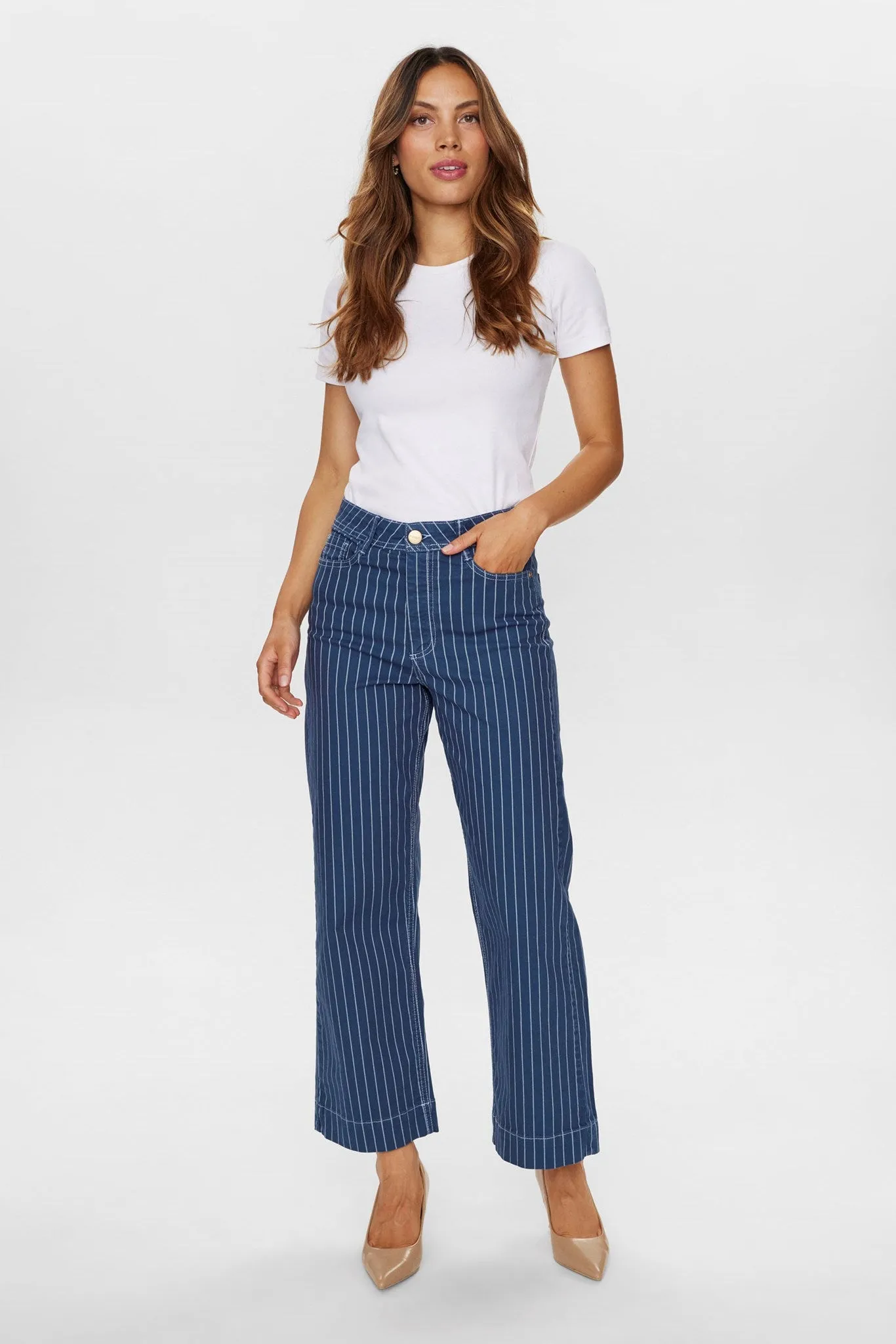 NUPARIS CROPPED JEANS - STRIPE - Dress Blues