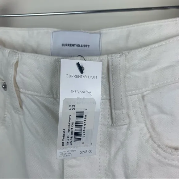 NWT Current/Elliott The Vanessa Crop Flare White Denim Jeans 23