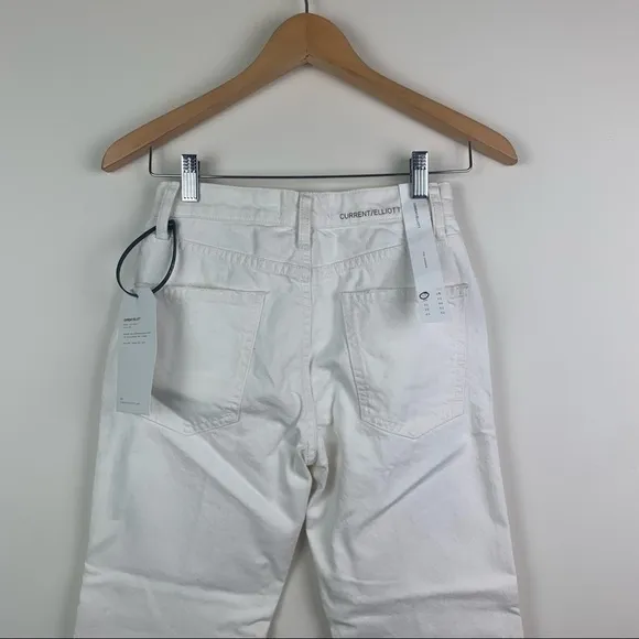 NWT Current/Elliott The Vanessa Crop Flare White Denim Jeans 23