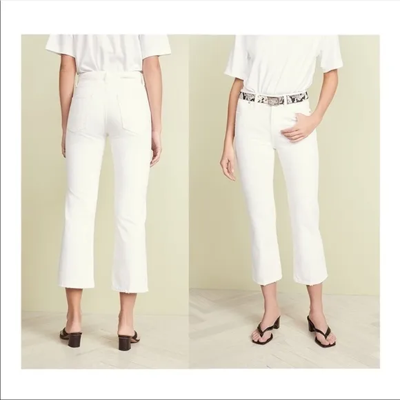 NWT Current/Elliott The Vanessa Crop Flare White Denim Jeans 23