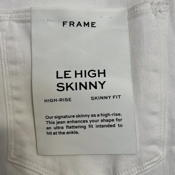 NWT Frame LeHigh Skinny High-Rise Skinny Fit Ankle White Jeans Size 30