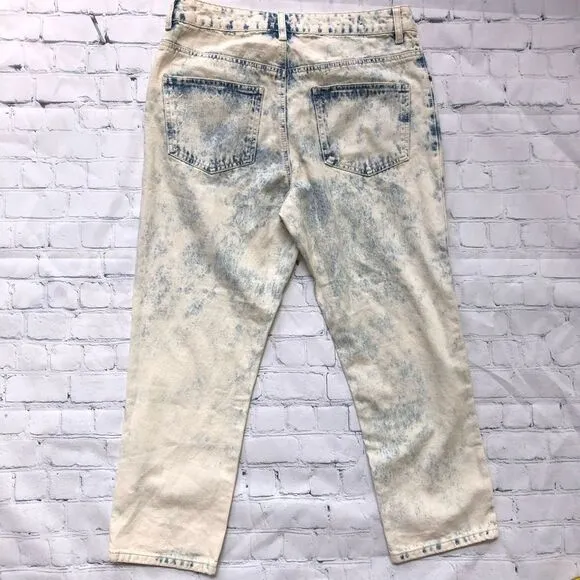 NWT womens size 10 the rockn rev acid wash cropped high waist mom jeans