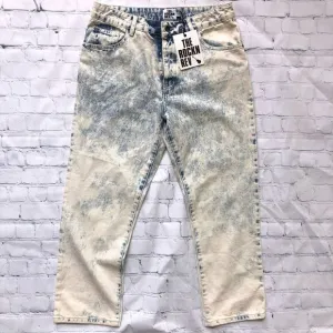 NWT womens size 10 the rockn rev acid wash cropped high waist mom jeans