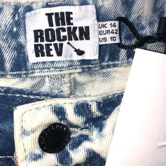 NWT womens size 10 the rockn rev acid wash cropped high waist mom jeans