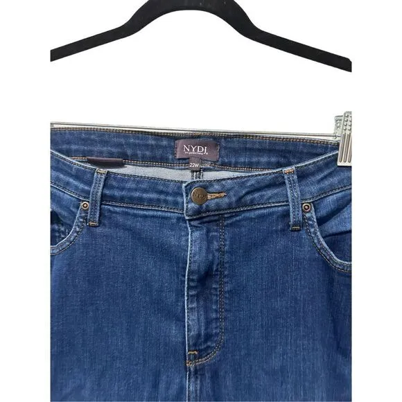 NYDJ Lift Tuck Technology Stretch Cropped Jeans Blue Denim Medium Wash Size 22W