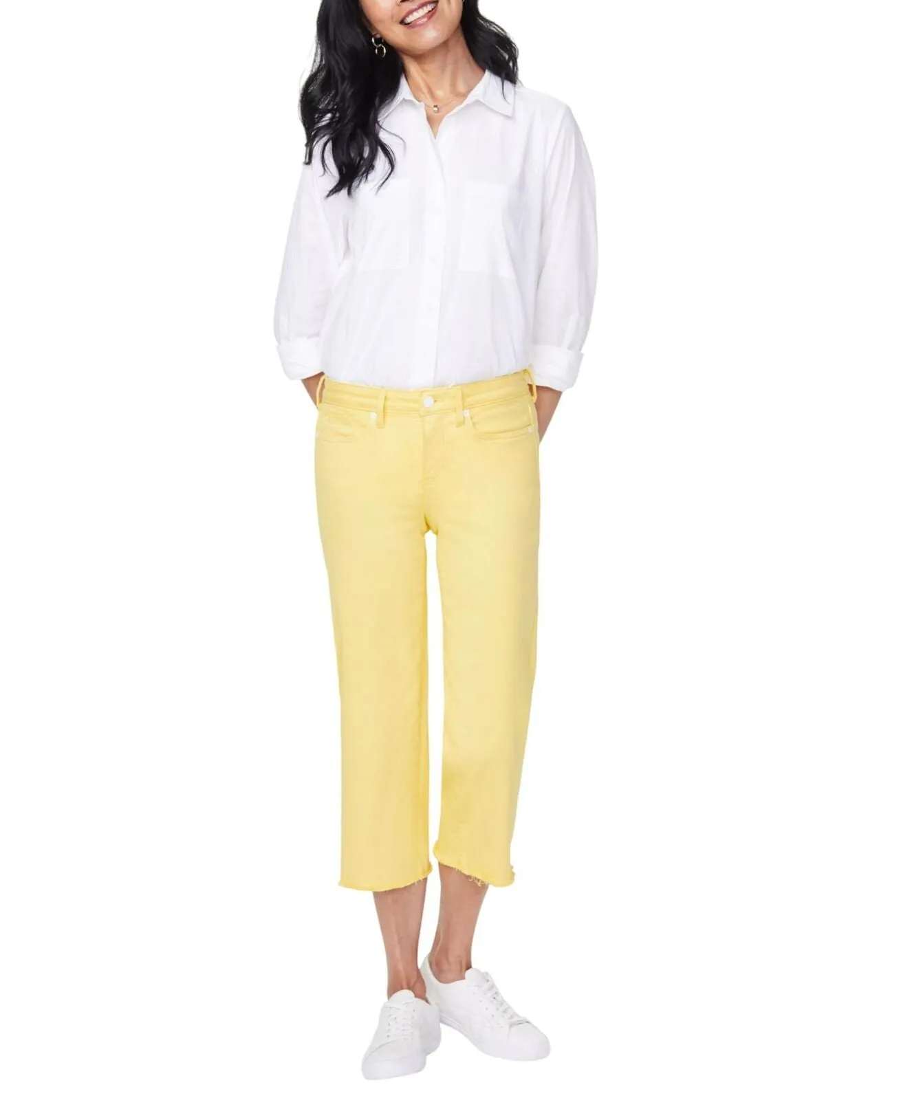 NYDJ Womens Wide-Leg Cropped Tummy-Control Jeans MFOZCP2919 Yellow 0