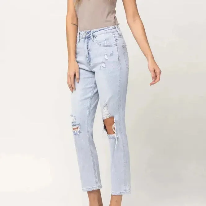 Olivian Distressed Cropped Mom Jean - FINAL SALE