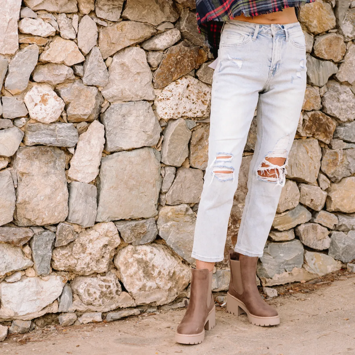 Olivian Distressed Cropped Mom Jean - FINAL SALE