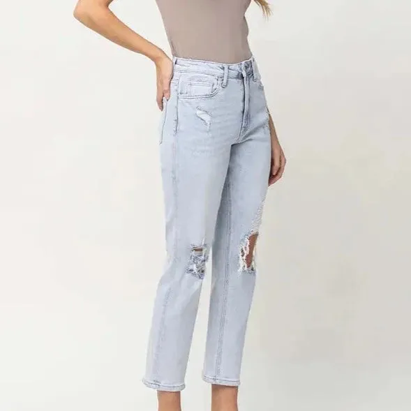 Olivian Distressed Cropped Mom Jean - FINAL SALE