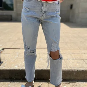 Olivian Distressed Cropped Mom Jean - FINAL SALE