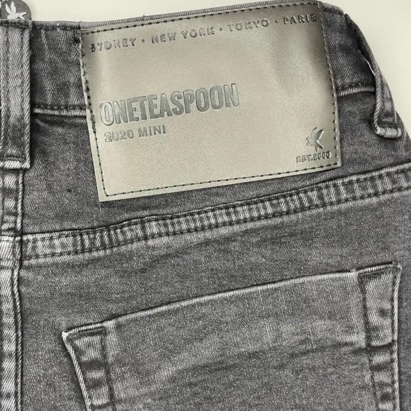One teaspoon Cotton Black denim jean wash Swan 2020 Mini Skirt- size 23