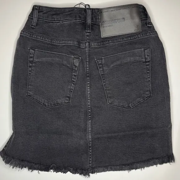 One teaspoon Cotton Black denim jean wash Swan 2020 Mini Skirt- size 23