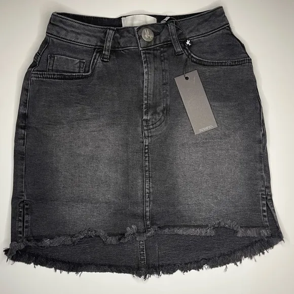 One teaspoon Cotton Black denim jean wash Swan 2020 Mini Skirt- size 23