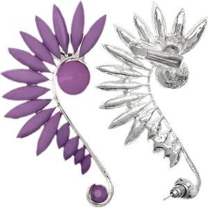 Purple Beaded Faceted Stud Cuff Earring