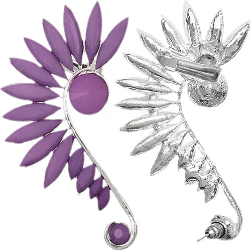 Purple Beaded Faceted Stud Cuff Earring
