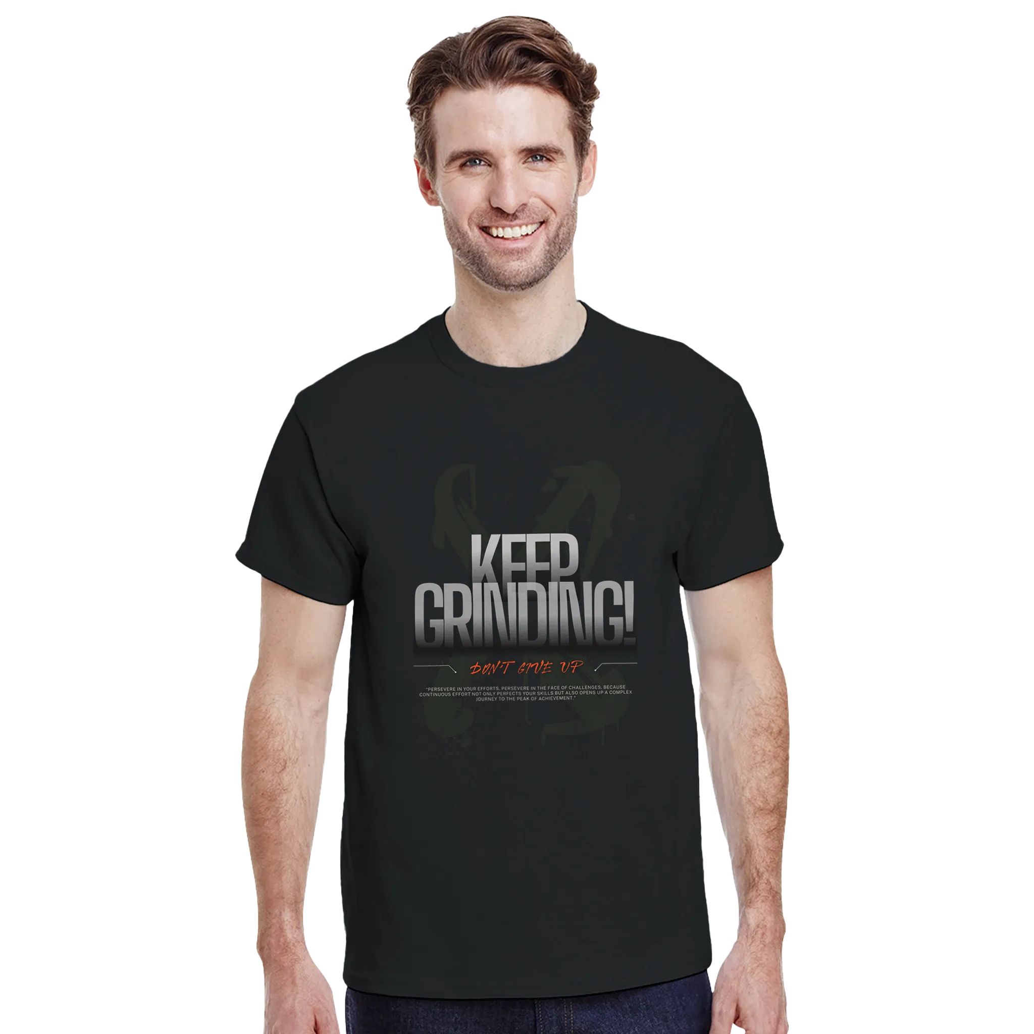 "KEEP GRINDING" Unisex Dark T-Shirt – Motivational and Inspirational Apparel