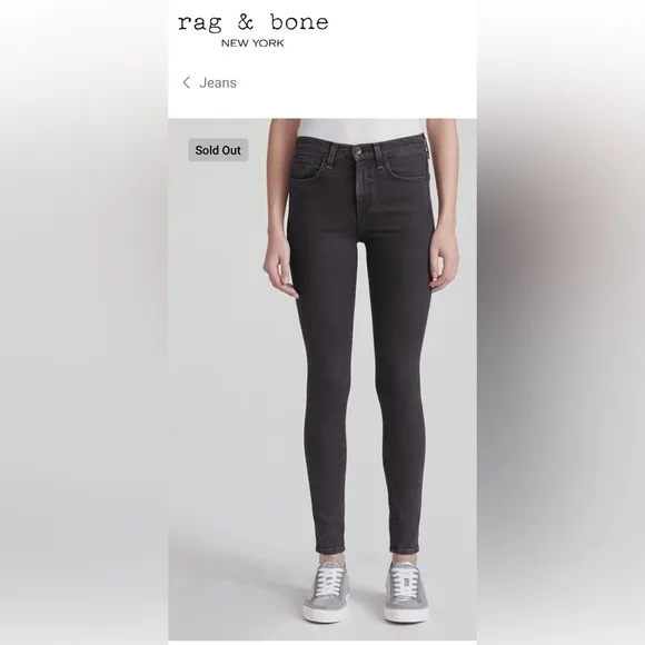 Rag &amp; Bone 10” High Rise Skinny Stretch Jeans in Inky size 28 inseam 28”