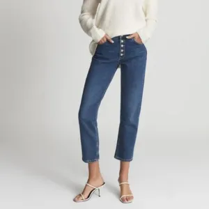 Reiss Bailey Button-Front Mid-Rise Cropped Slim Jeans