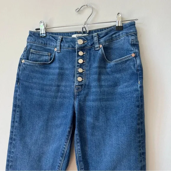 Reiss Bailey Button-Front Mid-Rise Cropped Slim Jeans