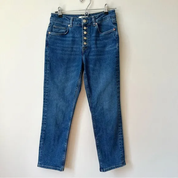 Reiss Bailey Button-Front Mid-Rise Cropped Slim Jeans