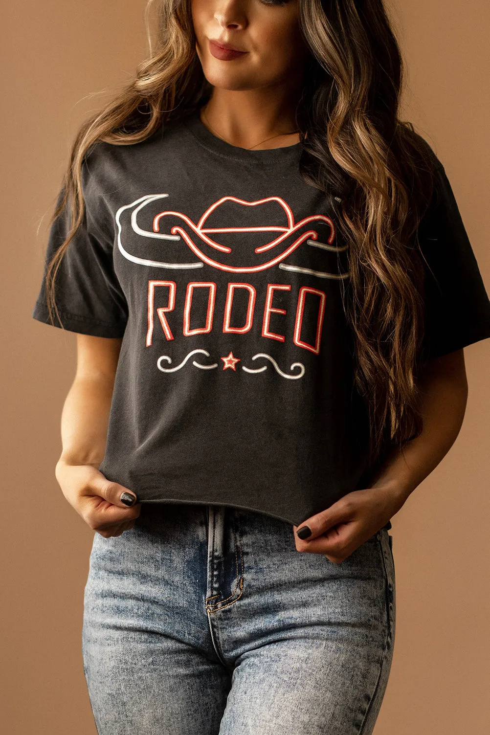 Rodeo Cropped Graphic Tee (Charcoal) | FINAL SALE