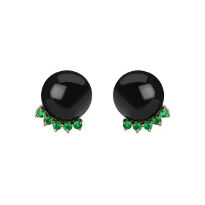 Rosa Earrings | Black Jade & Emeralds