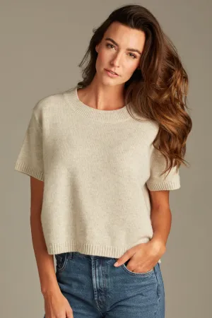 Sadie Cashmere Cropped Top - White Grey