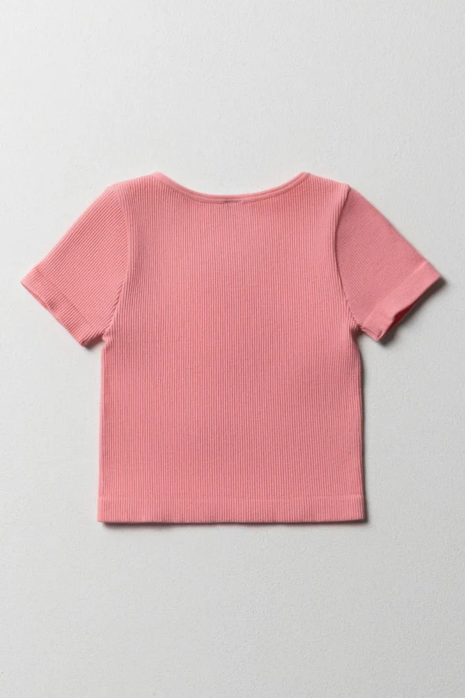 Seamless Short Sleeve T-Shirt Pink