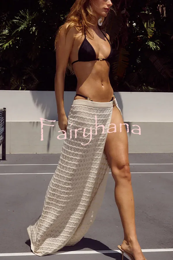 Sexy Hollow Knit Beach Maxi Skirt