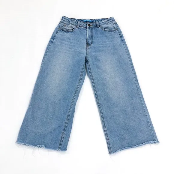 Show Me Your Mumu Indigo High Rise Cropped Wide Leg Jeans