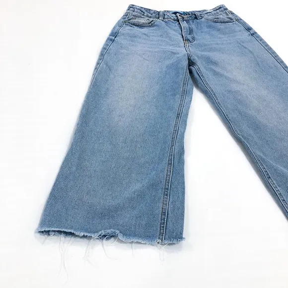 Show Me Your Mumu Indigo High Rise Cropped Wide Leg Jeans