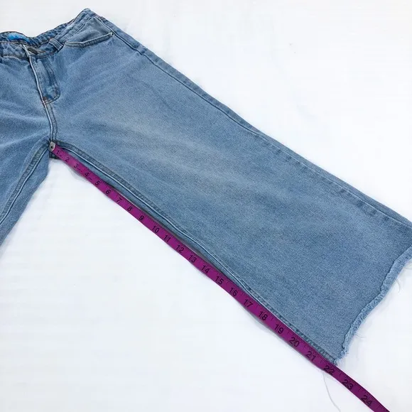 Show Me Your Mumu Indigo High Rise Cropped Wide Leg Jeans