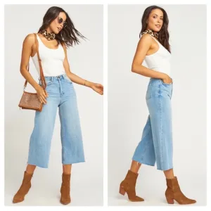 Show Me Your Mumu Indigo High Rise Cropped Wide Leg Jeans