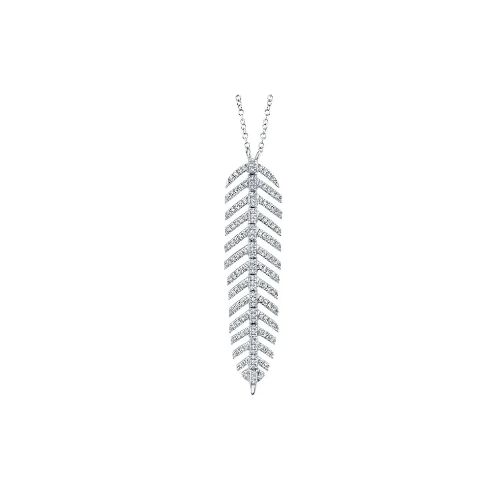Shy Creation Diamond Feather Necklace