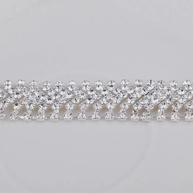 Silver Crystal Wave Rhinestone Bracelet