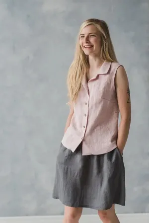 Sleeveless Linen Collar Shirt
