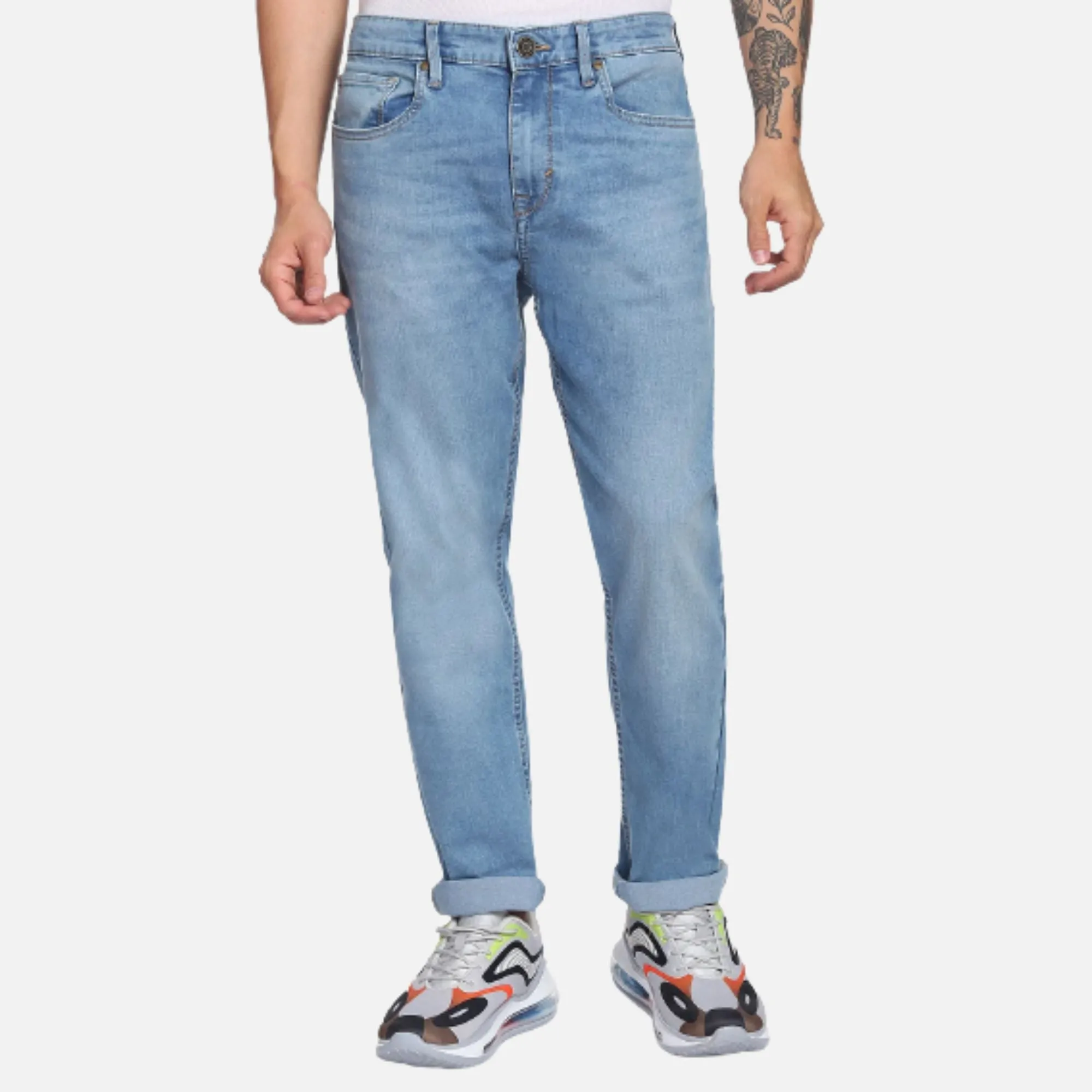 Slim Tapered Fit Stone Wash Jeans