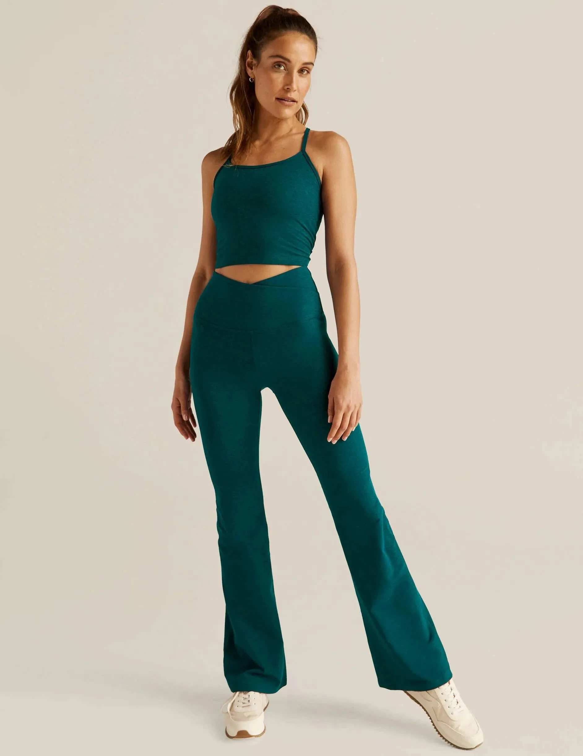 Spacedye Slim Racerback Cropped Tank by Beyond Yoga | Majestic Blue Hthr