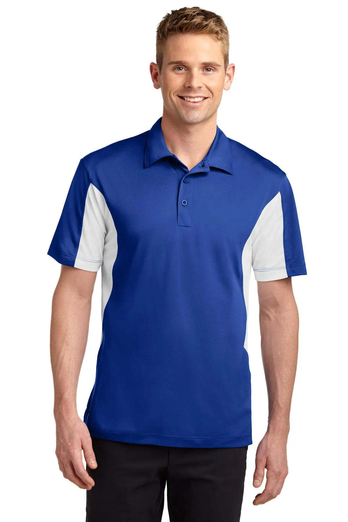 Sport-Tek Side Blocked Micropique Sport-Wick Polo. ST655 True Royal/ White