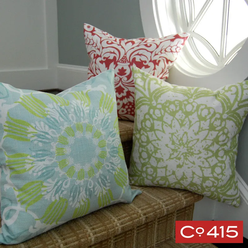 Stamped Flower Pillow - Green
